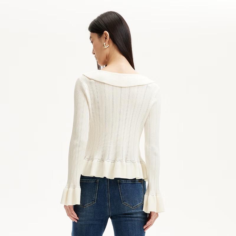 VEROMODA Women's Bright Silk Ruffle Knit Cardigan