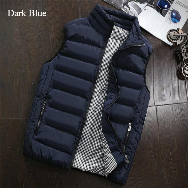 Verdickte warme Herrenweste, modische ärmellose Weste, lässige winddichte wasserdichte Weste für den Winter, einfarbig, All-Match-Jacke