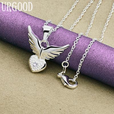 Collana con ciondolo a forma di cuore in argento sterling 925, gioielli alla moda per matrimonio
