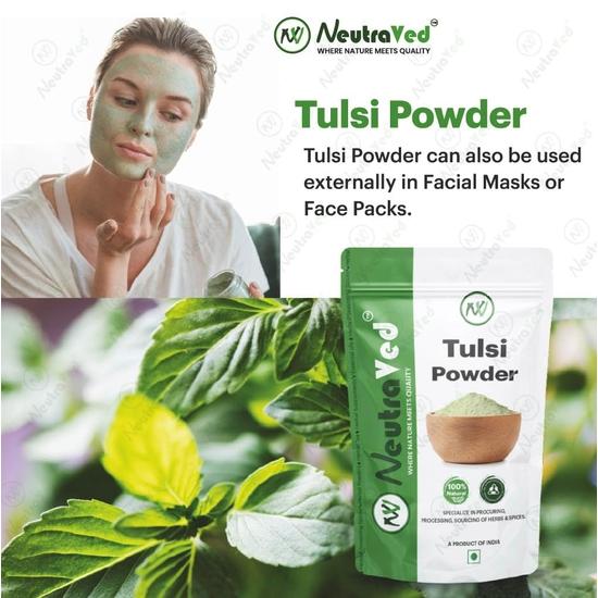 NeutraVed Organic Tulsi Powder For Face Pack | Tulsi Powder Ideal For Tea, Skin & Hair | May Detoxifying Cough (100 G)