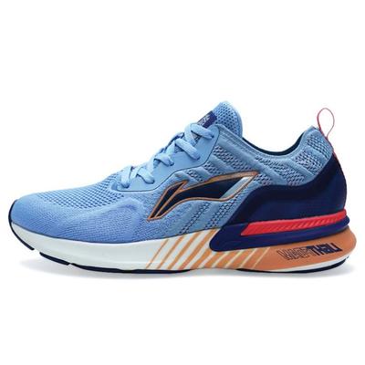 Li Ning Lan One Piece Woven Sports Shock Absorption Rebound Low Top Running Shoes Women Sneaker Blue ARHP214-3