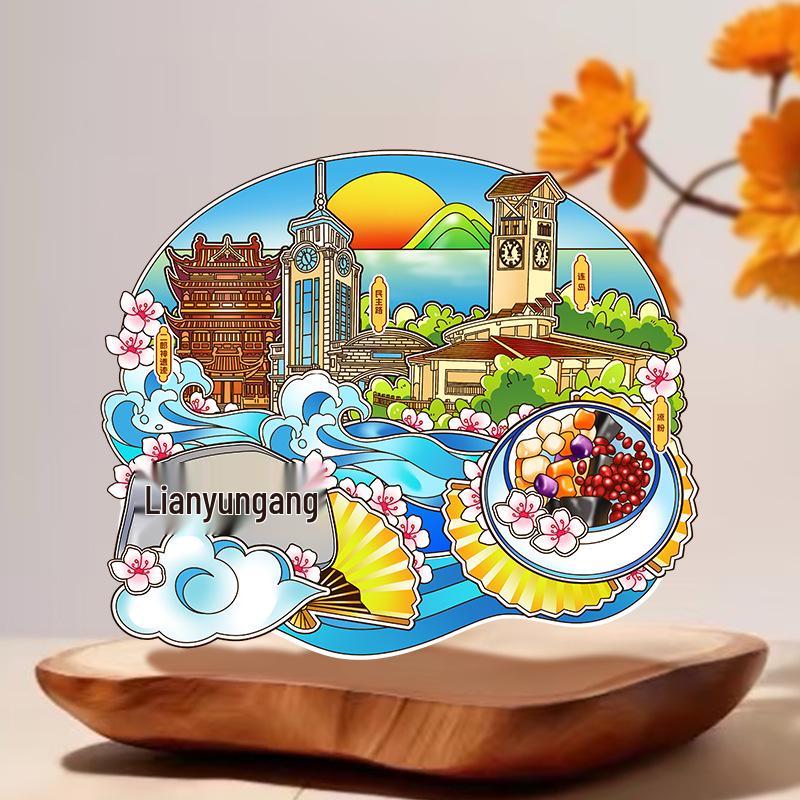 Nanjing and Suzhou Wooden Magnet: Cultural Travel Souvenir Decorative Sticker