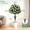 Artificial Chrysanthemum Garden Stake with Eucalyptus Accent - Decorative Faux Greenery