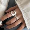 925 Silve Frosted Moon Ring for Women Girl Letter Versatile Irregular Jewelry Gift