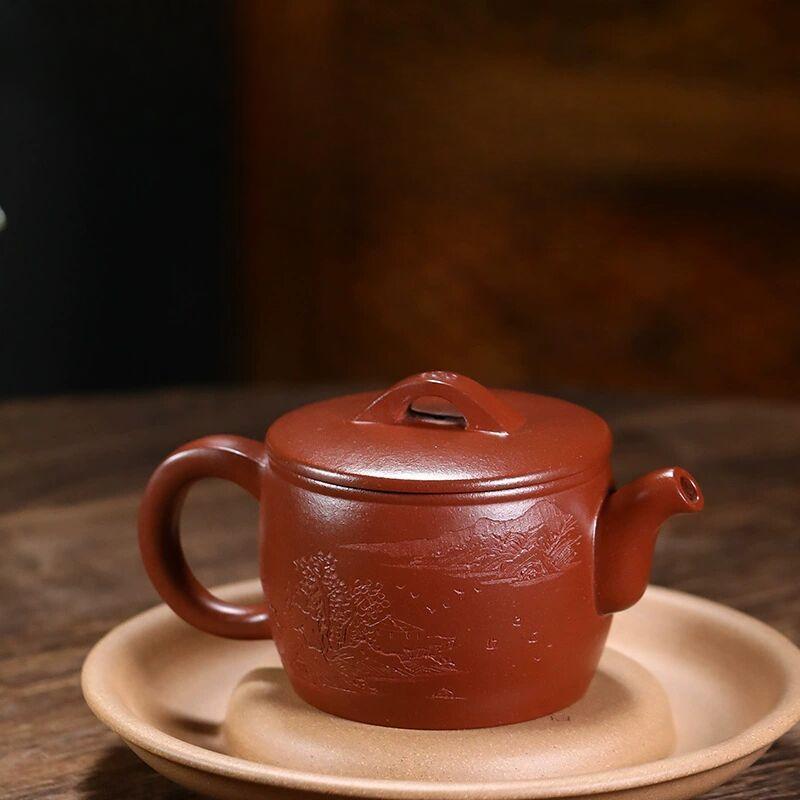 Yixing bule minério bruto slot inferior Qinghan azulejo pote bule doméstico artesanal roxo areia pote beber Pu'er bule chinês 200ml
