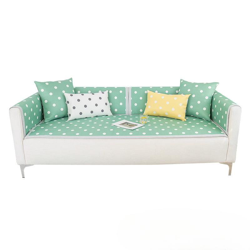 Summer Sofa Cushion Summer Mat Ice Silk Non-Slip Simple Polka Dot Cushion Fresh Summer Backrest Sofa Cover Slipcover