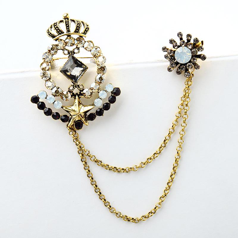 Broche Retro de Gema Inspirado no Barroco: Acessório de Vestido Luxuoso Estilo Palácio