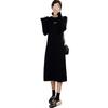 Autumn and Winter New Design Sense Hollow Knitted Primer Dress Women Loose and Thin Medium and Long Inner Sweater Skirt