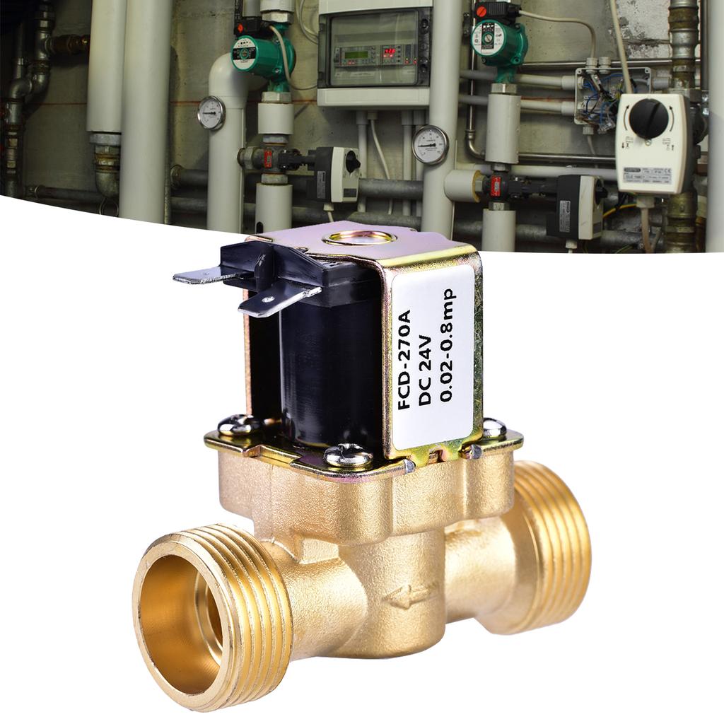 3Celsius4   24V Solenoid Valve, Electric Solenoid Valve Water   Control with Brass Body for Steady  , Easy Installation