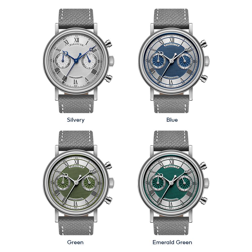FARASUTE New Retro Mens Watches Quartz Watch For Men Speed Sports Chronograph AR Coating Sapphire VK64 Clock Reloj Hombre
