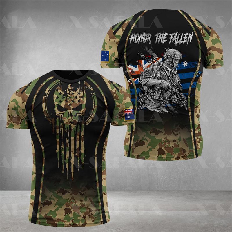 Australian Forest Camouflage T Shirt for Men Tops Tee Shirts 3D Printed Jungle Short Sleeve