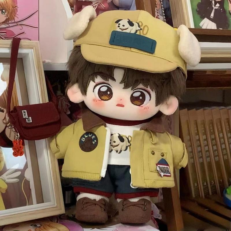20cm Cute Cotton Dolls Anime Plush Stuffed Customization Figure Wolf Ears Boy Naked Figure Doll Wearable Clothing Dress Up Gifts