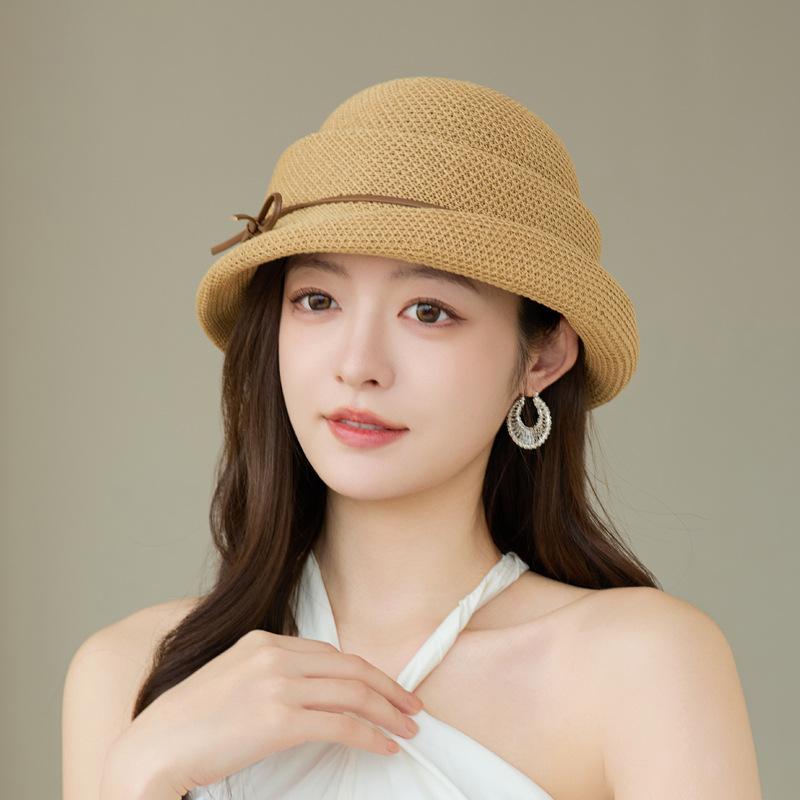 Women'S Knitted Basin Hat, Summer Sunscreen Visor, Small Face, Fashionable Versatile Bucket Hat, Elegant And Advanced