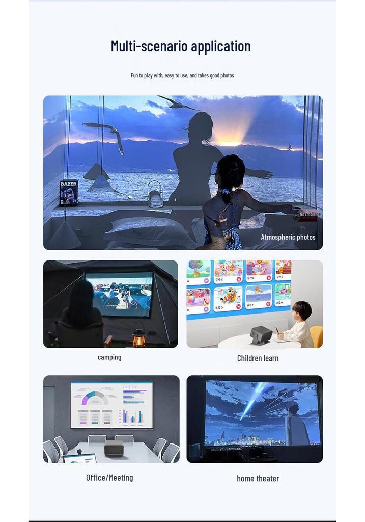 New T7P High Lumens HD Projector: Smart Phone Connect, Wall Projection for Bedroom/Dorm.