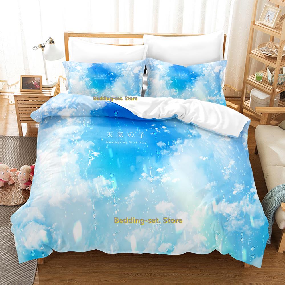 Weathering With You Bedding Set Single Twin Full Queen King Size Bed Set Adult Kid Bedroom Duvetcover Sets Anime Parure De Lit