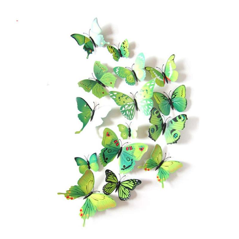 12pcs/set Colour 3D Butterfly Stereo Wall Decoration PVC Magnetic Refrigerator Sticker Simulated Butterfly Scene Layout TMZ
