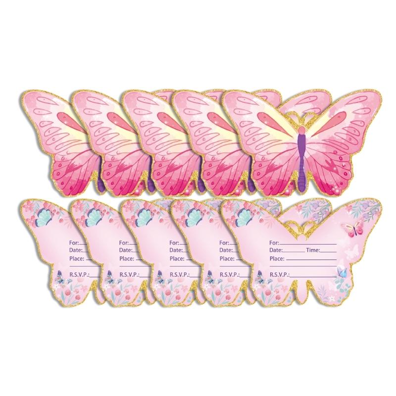 

1Set Butterfly Birthday Party Decoration Set Plates Napkins Cups Flags Hanging Swirls Plates Invitation Cards Optional