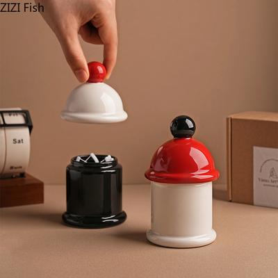 Cute Toothpick Box Creative Ceramic Storage Box Decoration Modern Decor Household Floss Cotton Sticks Toothpick Organizer Gift