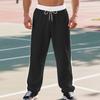 Men's Drawstring Casual Pants All Breathable Men Drawstring Vintage Patchwork New Men's Loose Straight Drawstring Pants