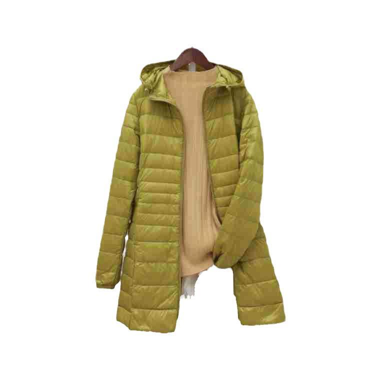 Women's Mid-Length Hooded Lightweight Down Jacket - Slimming Thin Plus Size Coat for Autumn/Winter 2023