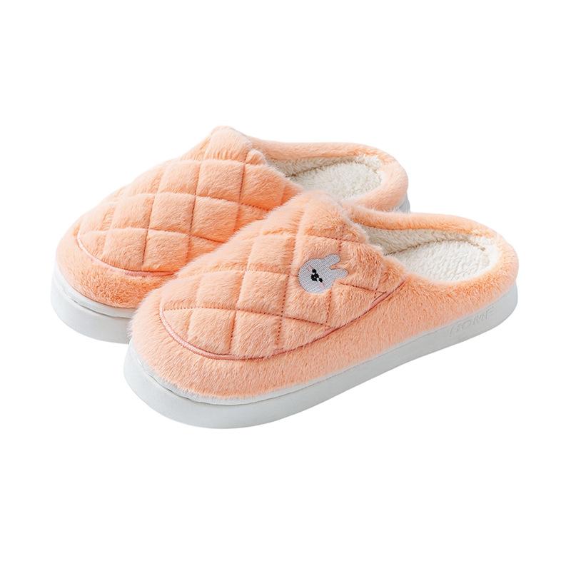 Cartoon pineapple type stepping on shit hair slippers autumn and winter indoor home hotel homestay couple cotton slippers