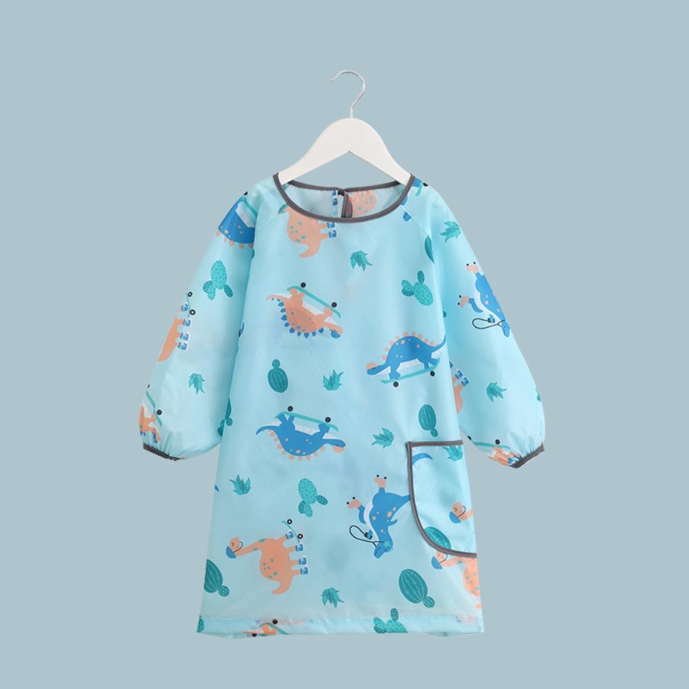 Kids Waterproof Apron Rabbit Print Long-Sleeve Stain-Resistant Art Smock for Boys Girls Bibs Easy Clean Children Painting Aprons