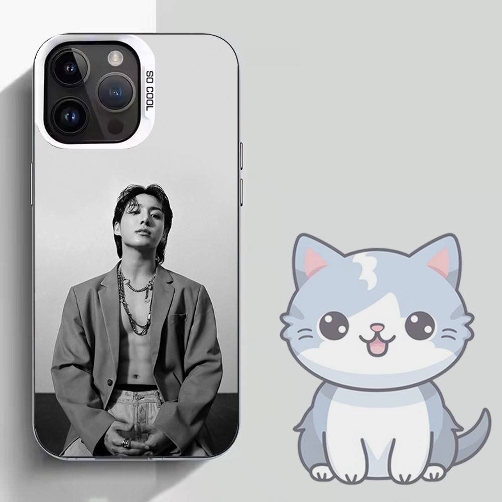 Kpop J-JungkookS Phone Case For iPhone 16,15,14,13,12,11,Mini,Pro,SE,MAX White Matte Shockproof Cover