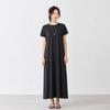 Mizqz Bio Washing Long Sleeve Loose Fit Back Slit Dress