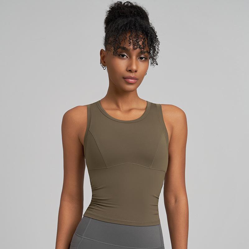 

Женский топ для йоги высокой интенсивности со встроенным бюстгальтером - Утягивающая и подчеркивающая фигуру фитнес-одежда Small