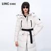 Jinyujie 2024 Winter Women's Long Goose Down Jacket with Waist Tie