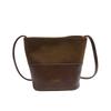 Premium matte leather splicing bucket bag women's new fashionable retro lightweight small bucket bag casual messenger bag