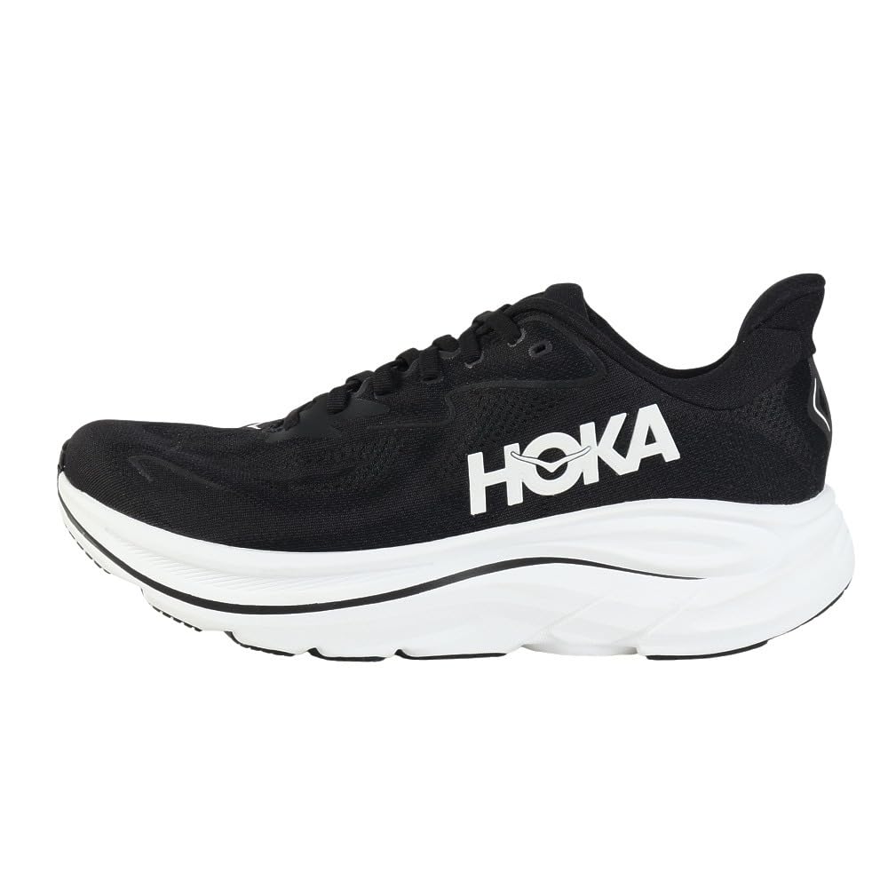 HOKA Clifton 10 Laufschuhe Schwarz und Weiß Gedämpfte Sneaker zum Gehen und Joggen und Schuhgröße, (1162030-BWHT), Herren, Ultraleicht, (Schwarz