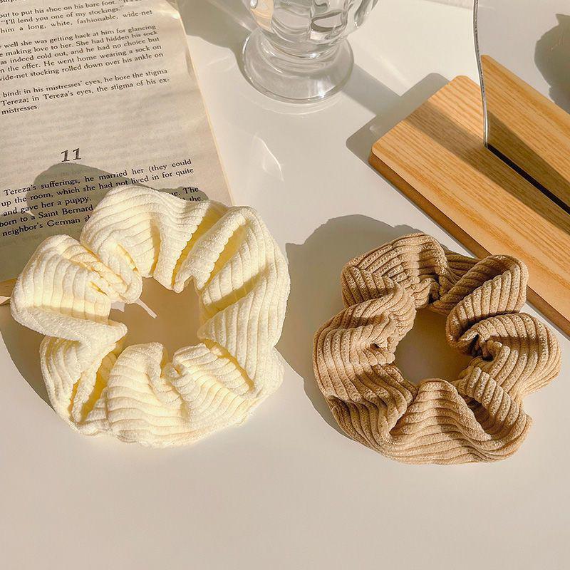 Milk Coffee Plush Hair Ring - Simple Elastic Band for Autumn/Winter