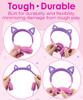 FosPower Kids' Headphones with LED Light-Up Cat Ears, 3.5mm On-Ear Audio, Braided Tangle-Free Cable (85dB) - Hot PinkPurple