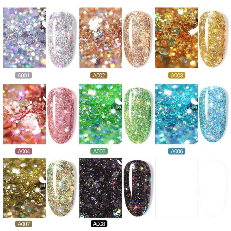 Super Glitter Sequins Gel Polish Flash Diamond Gel Shiny Nail Polish Soak Off Varnish Nail Art Gel Lacquer