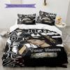 Benutzerdefinierte Bettwäsche mit Namen Tom Kaulitz, Steppbett-Set, Bettbezug, Kissenbezug, Heim-Geburtstagsgeschenk (1 Bettbezug + 2 Kissenbezüge, ohne Füllung)