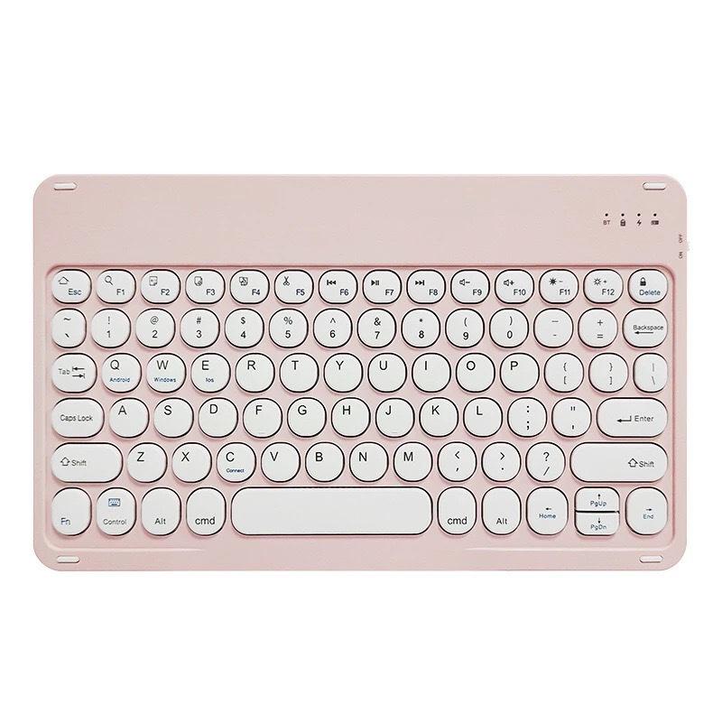 

Round Keycap Bluetooth Keyboard for Apple & Huawei Tablets/Phones – Color Frame, Wireless Design рожевий