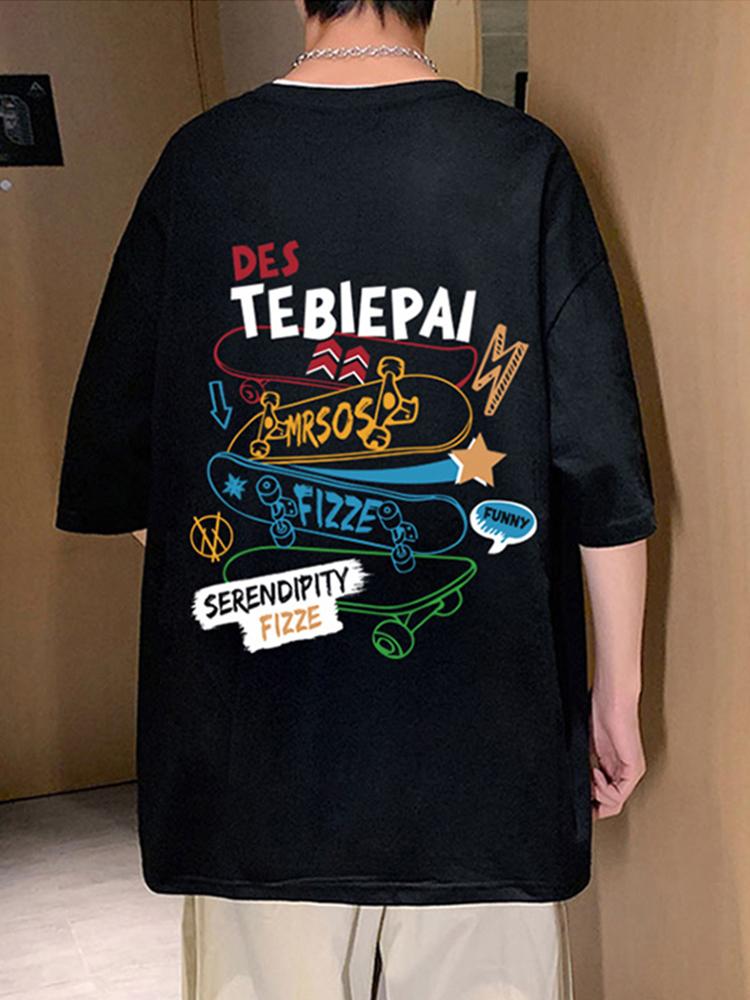 

Американская мультяшная футболка с принтом скейтборда, с коротким рукавом, мужская, летняя, оверсайз, повседневная, с круглым вырезом, топы, хип-хоп модная футболка XXXXXL чёрный