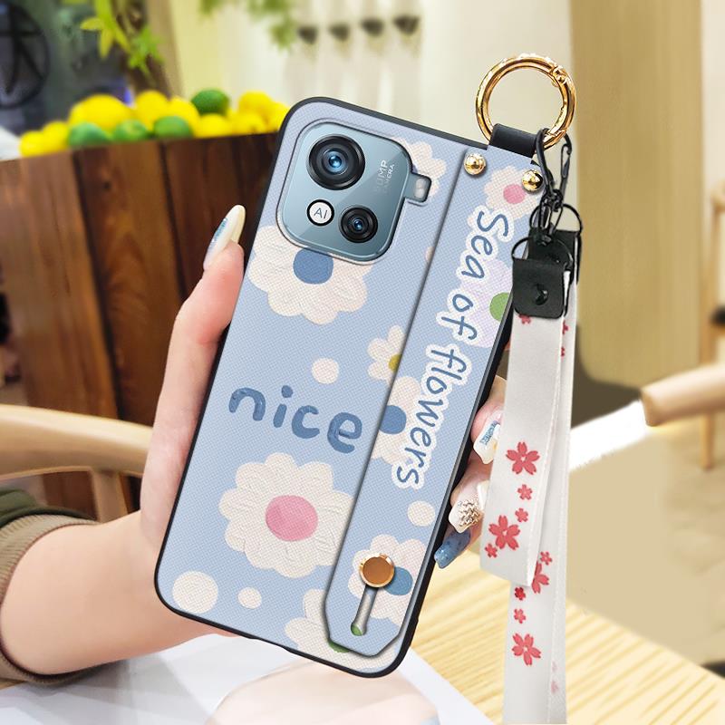 Soft case Wrist Strap Phone Case For Blackview Oscal C80 Shockproof Anti-dust Oil Painting Wristband Durable Kickstand