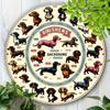 pc VintageInspired Dachshund Gathering Aluminum Sign  x Round Colorful Breed Illustrations WaterResistant  Easy
