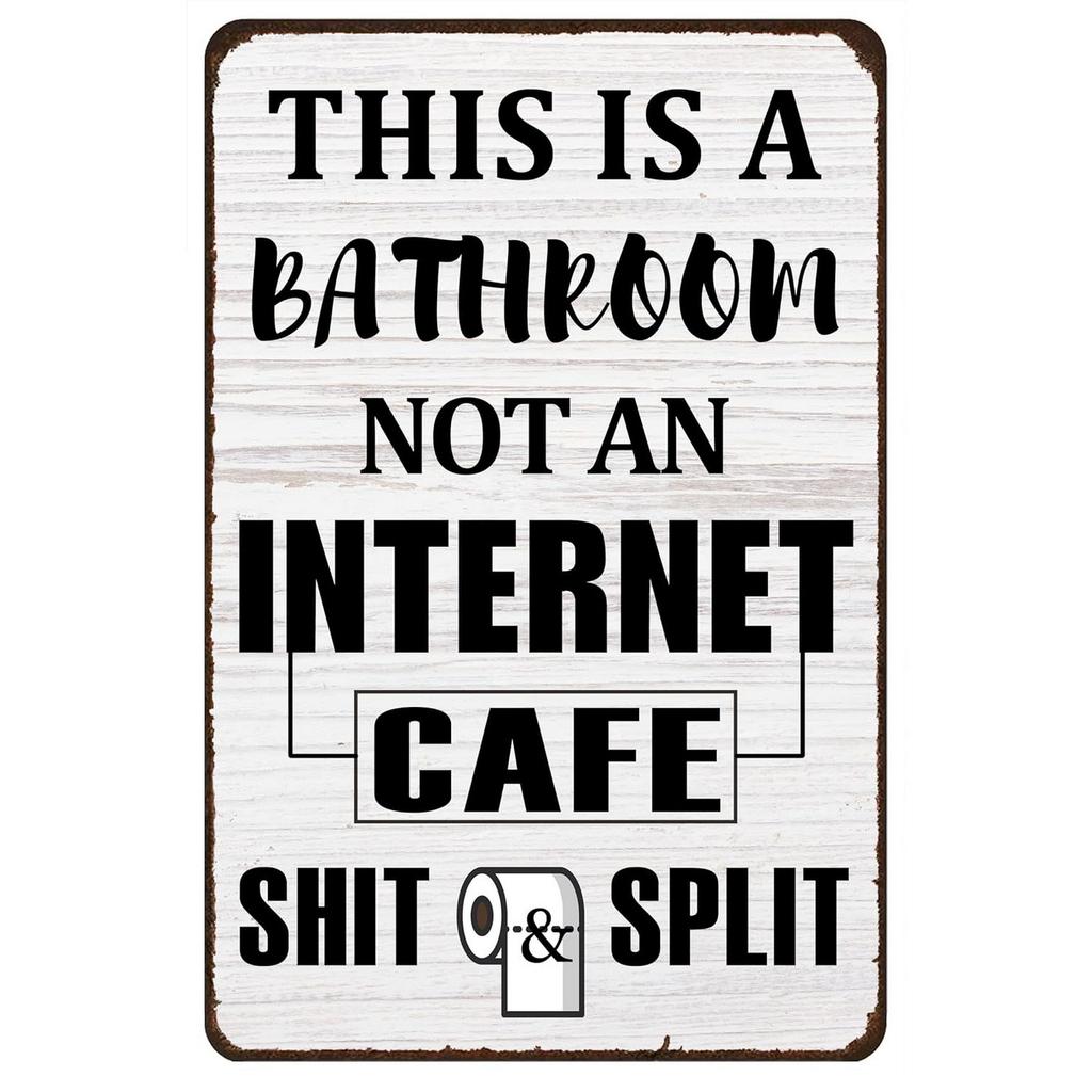 HD Tin Sign Funny Bathroom Humor Vintage Metal Wall Art Retro Toilet Decor Set
