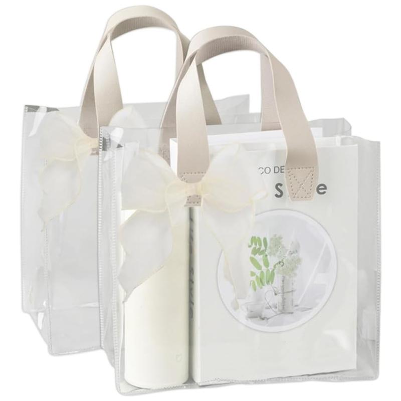2Pcs Clear Packaging Bags Water Resistant PVC Gift Bag With Top Handle For Birthday Wedding Christmas Party Supplies