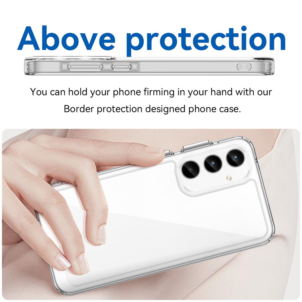 For Samsung Galaxy A35 5G Case Crystal Clear Phone Cover with Electroplated Buttons (Big Rear Lens Hole)