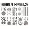 10pcs Black Lace Mandala Sexy Style Floral & Designs, Perfect for Parties, Weddings, And Festivals