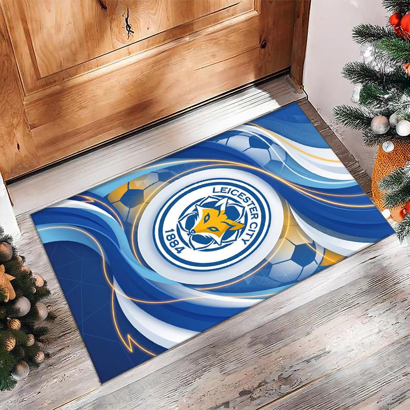 Leicester City Fußball Druck Kristall Samt Teppich, Bequemer Wasserabsorbierender Rutschfester Innenboden Teppich