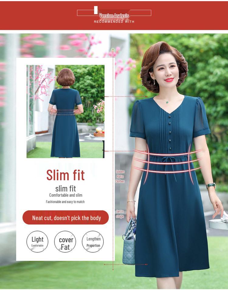 Elegant Chiffon Summer Dress 2026: Short Sleeve Style for Women Aged 40-50