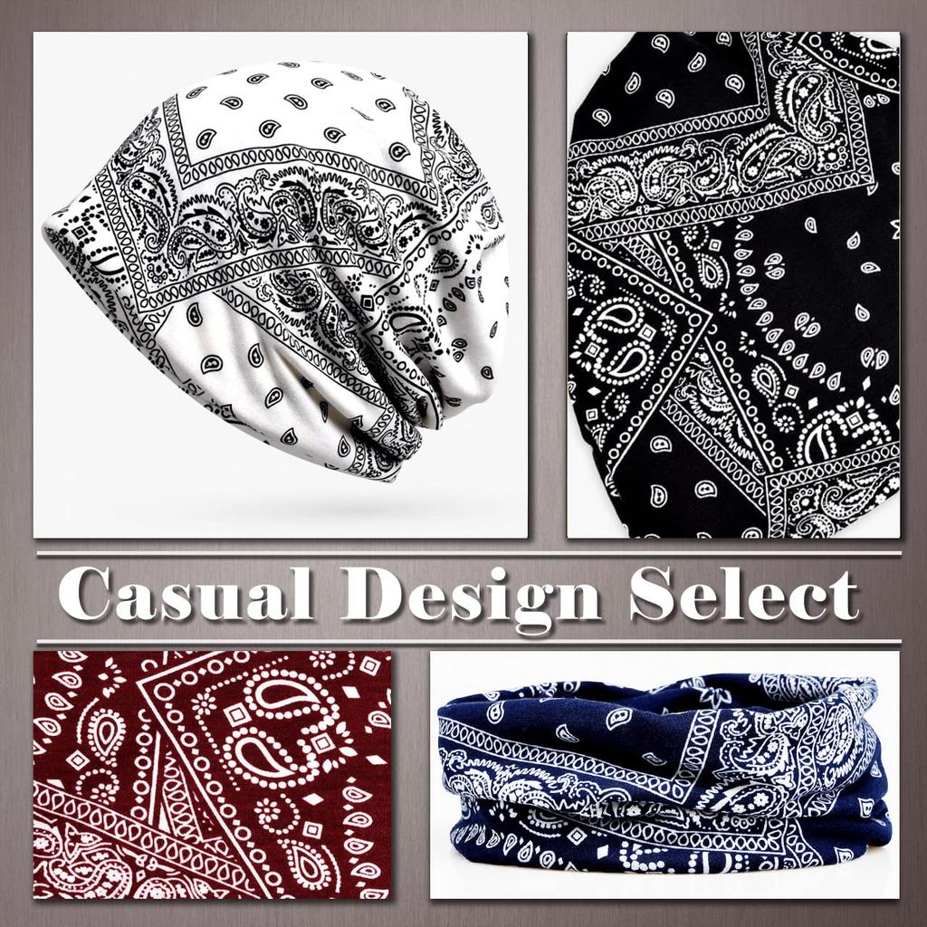 ONE LIMITATION Paisley Print Knit for Men and CP110 Hat, 2-Way, Women, (Black)