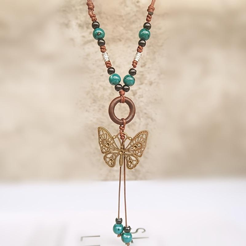 Vintage Bohemian Ethnic Style Necklace for Girl Butterfly Pendant Necklace Collar Chain Necklace Vacation Accessories JewelryGood product