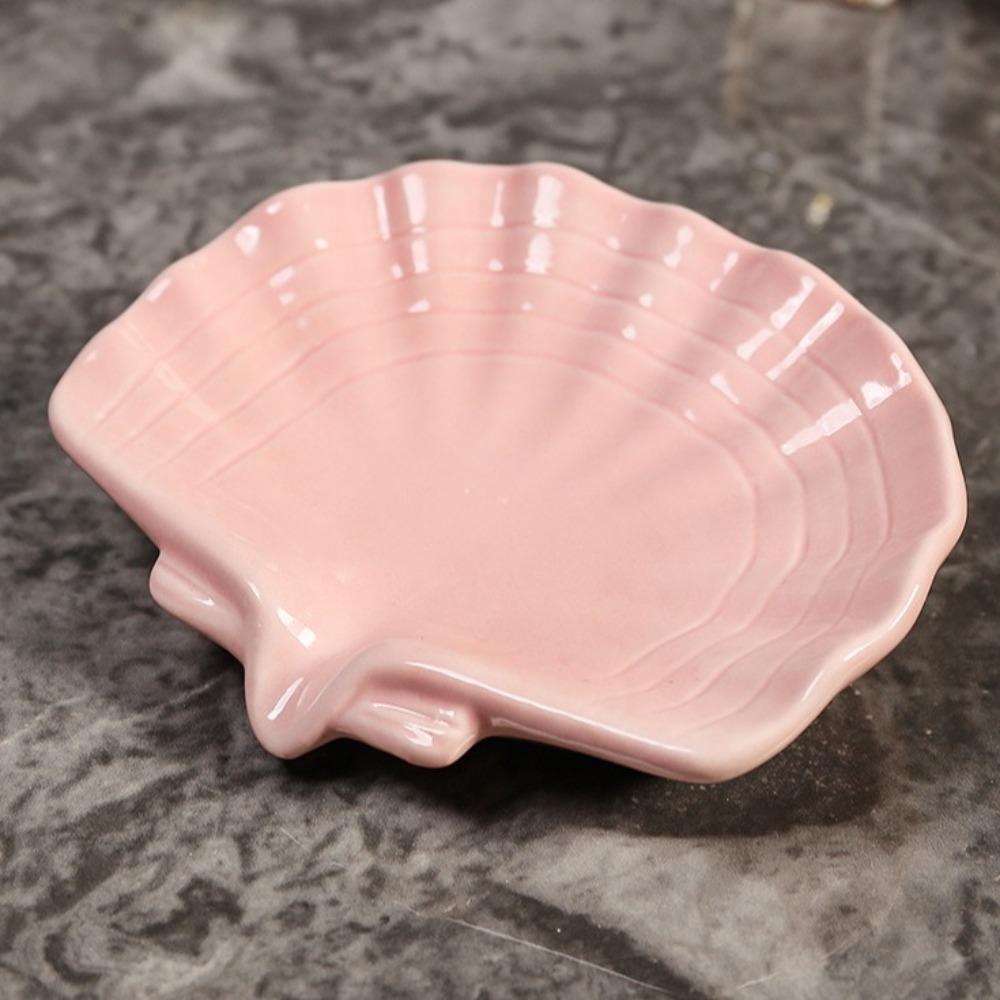 Practical Ceramic Shell Conch Soap Box Self Draining Soap Dish Drain Rack Soap Organizer Creative Soap Drying Rack Kitchen