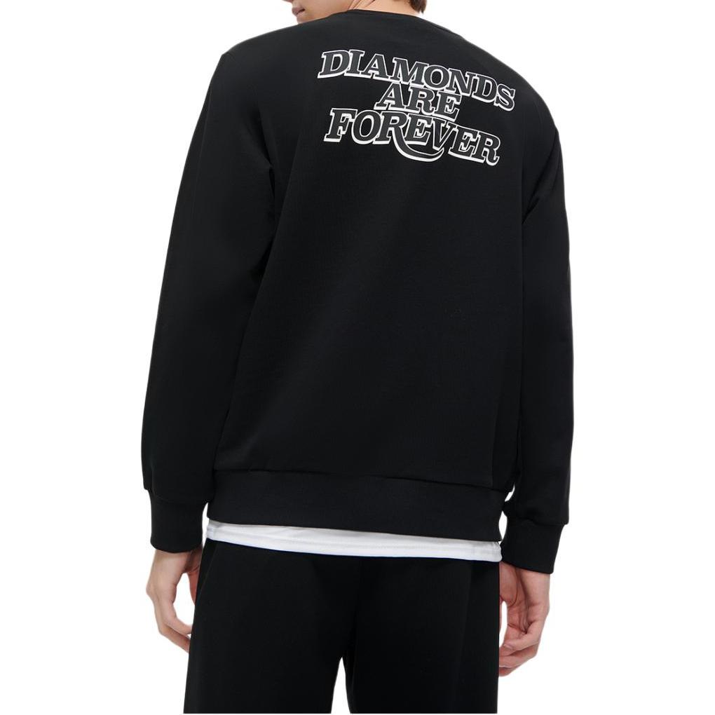 Fila Fusion College Style Fashion Simple Letter Round Neck Knitted Color Block Sweatshirt Men sweatshirt Black T11M342205F-BK